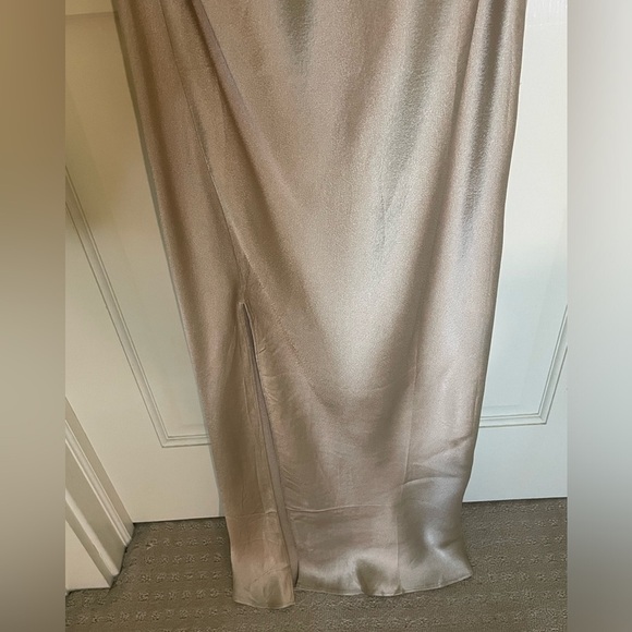 J. Crew High Neck Slip Dress in Luster Crepe Lt Khaki, Sz 8 Formal Wedding Guest - Picture 7 of 14